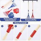 2PCS Garden Tool Rakes with Hardwood Handle and 2 Pairs Gloves, Garden Lawn Rake Leaves Lightweight Cute Rakes with Heads for Fall Garden Tools Gifts