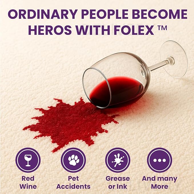 FOLEX 32 oz Instant Carpet Spot Remover Carpet Cleaner with Reusable Cleaning Cloth - Removes Pet Accidents, Grease, Red Wine and More (1 Pack + Refill)