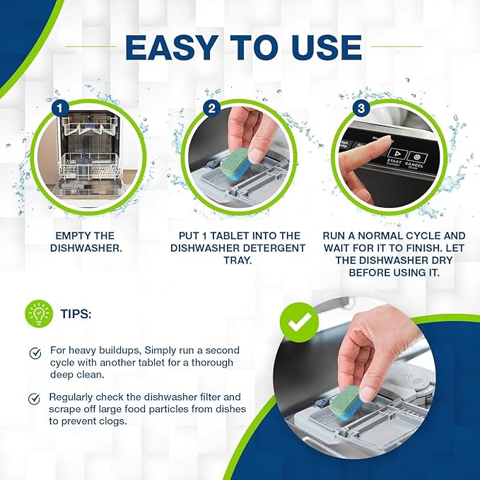 Washing Machine Cleaner & Dishwasher Cleaner Tablets - 48-Pack Bundle Compatible with Front Loader - Top Loader & He Machines and all Dishwashers Removes Buildup Lime Scales and residues - Septic Safe