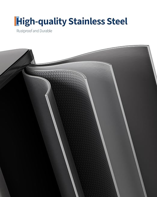 GarveeHome 2 x 8 gal Stainless Steel Double Trash Can with Lid for Kitchen, Large Dual Trash and Recycle Bin Combo, Step-on Kitchen Metal Garbage Cans, PP Inner Buckets, Liner Rim, Matte Grey