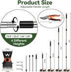 3-in-1 Weed Puller Tool Set with 60" Adjustable Long Handle, Manual Weeder Rake, Garden Hoe & Pruning Shears | Heavy Duty Stainless Steel for Vegetable Gardening, Lawn, Backyard & Farm