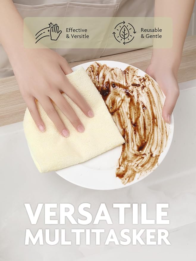 Fantasticlean Microfiber Cleaning Cloth Roll -150 Pack, Tear Away Microfiber Towels, 12" x 12", Reusable, Washable, Ultra Absorbent Dishcloth for Home Supplies, Car, Pet, Kitchen (Tan & Beige)