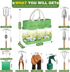 22Pcs Garden Tools Set for Women,Heavy Duty Hand Tool Kit with Large Tote Bag/Repotting Mat/Trowel/Rake/Pruner/Gloves/Plant Tags,Gardening Gifts for Mom Gardener Beginner-Green