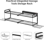 CCCEI Large Garage Tools Storage with Charging Station. Power Tool Battery Organizer Utility Shelf with Power Strip. 4 Drills Holder Wall Mount Rack.