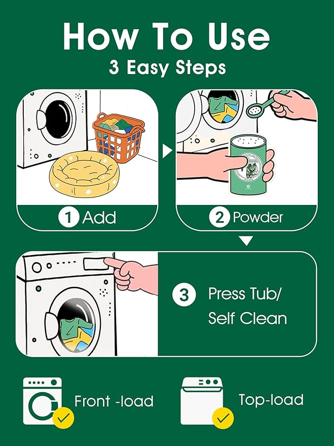 Pet Hair Remover for Laundry - Dog & Cat, 96.7% Hair Dissolution, Detergent + Stain Remover, 6-Month Supply, HE/Top/Front-Load Compatible, Removes Residue & Odors, Septic Safe