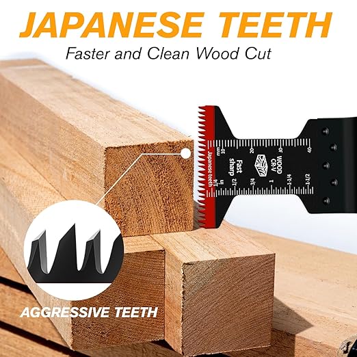 65PCS Oscillating Tool Blades for Metal Wood Cutting, Extra Wide & Long Titanium, Japanese Teeth Saw Blades Compatible with Dewalt, Dremel, Milwaukee, Multitool Blades Cuts Wood, Nails, Drywall