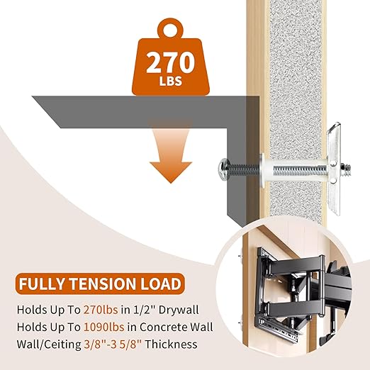 Drywall Anchor with Included Bolts and Washers for 1/4”-20,Toggle Bolt,Heavy Duty Hollow Drywall Anchors for TV Mounting Kit, Hollow-Wall Anchors Screws Kit That Hold 270 Lbs-21PCS