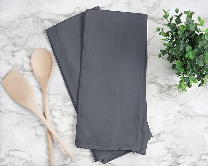 RUVANTI Flour Sack Towels 12 Pack 28 x 28 Inches, Ring Spun 100% Cotton Dish Towel, Machine Washable, Absorbent - Flour Sack Kitchen Towels for Drying and Cleaning - Grey