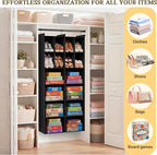 Ofiray-home 6 Tier Hanging Closet Organizer, 16 Compartments Sweater Organizer for Closet with 3 Sturdy Hooks, Closet Organizers and Storage, Wardrobe, Rv, Garment Rack, Black