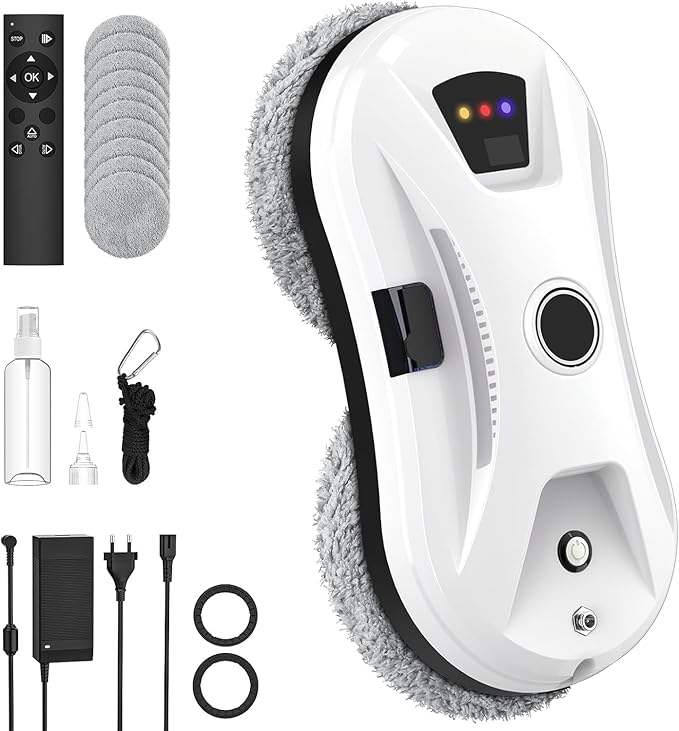 Window Cleaning Robot, Window Cleaner Robot Auto Spray, Automatic Cleaning with Intelligent Path Planning, 5600Pa Suction Power, Edge Detection Technology, Remote Control