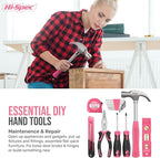 Hi-Spec 58pc Pink 8V USB Electric Power Cordless Drill Driver and Womens Ladies Home DIY Tool Kit Set. Screwdrivers, Drill Bit Set Accessories, Pliers and Hammer In a Toolbox Case