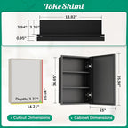 TokeShimi 15 x 36 Bathroom Medicine Cabinet Mirrored Beveled, Recessed Medicine Cabinet with Mirror for Wall, Aluminum Framed Metal Black Mirror with Storage Adjustable