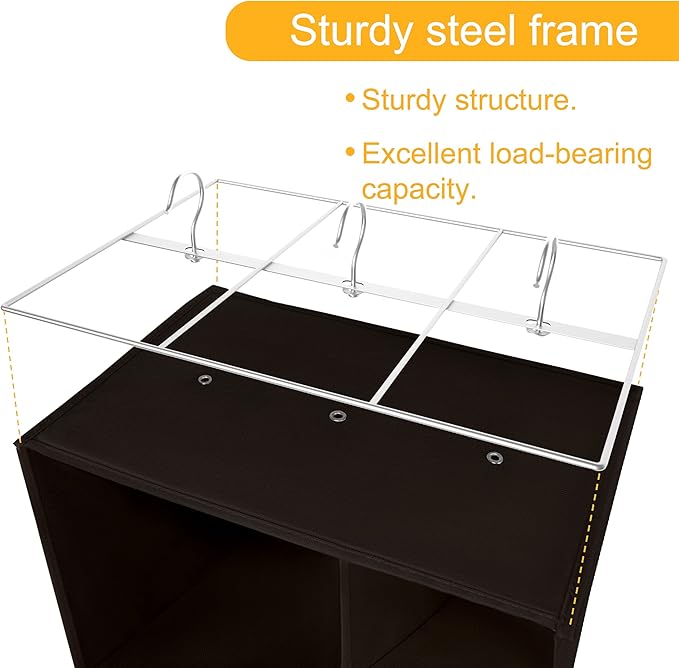 Libeder Shoe Organizer for Closet, 15 Shelf Hanging Closet Storage Shelves - 10 Shoe Rack Organizer and 5 Compartment for Clothes with 6 Side Mesh Pockets for Scarf, Socks,Gloves Coffee