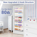 Heavy Duty Over The Door Organizer 5 Tiers, Extra Large Behind Door Storage of 10 Big Front & 10 Mesh Pockets, 80lb Weight Capacity, Doors Organizer Hanging for Closet Bathroom Bedroom Nursery, Beige