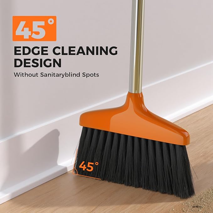 Handy Broom, Indoor/Outdoor Brooms, Duty Kitchen Broom, for Home Garage Kitchen Office Courtyard Lobby Patio Lawn Concrete (2, Orange)