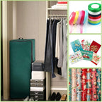 Primode Wrapping Paper Storage Container | Gift Wrap Organizer Under Bed | 41”x14”x6” | Box Holder for 18-24 Rolls Up to 40” | 600D Oxford Material | Pockets for Ribbon, Bows, and Accessories (Green)