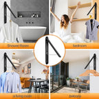 Wall Mounted Clothes Drying Rack-Foldable Indoor Laundry Rack,Space Saving Collapsible Clothes for Bathroom, Dorm, Apartment, RV, Laundry Room Organization.(Black-Aluminum)