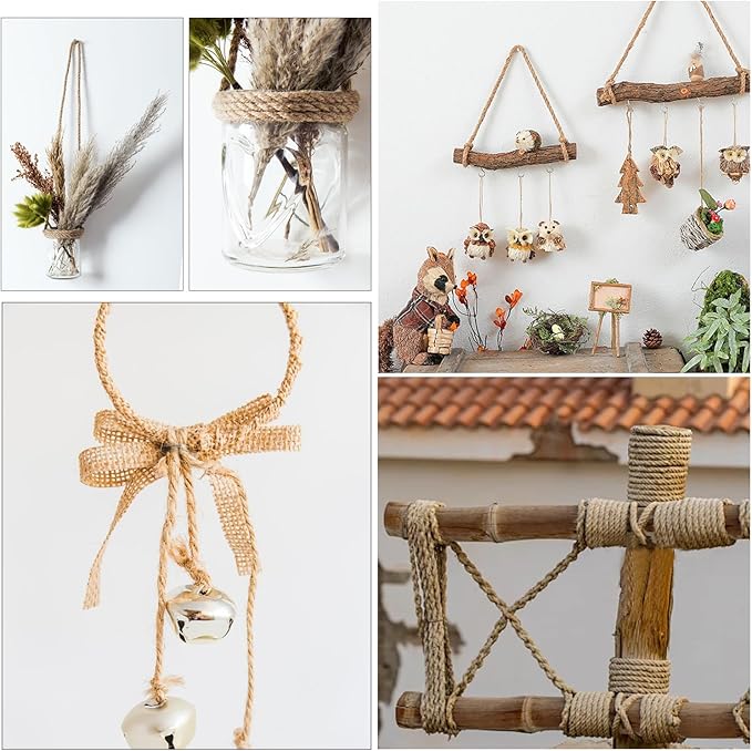 Natural Jute Twine 656 Feet Long String for Crafts Gift Wrapping Christmas Handmade Arts Decoration Packing String Home Decor （8mm * 656feet）