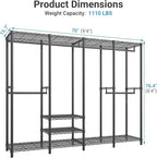 VIPEK V40C Covered Clothes Rack Heavy Duty Clothing Rack with Cover, Custom Freestanding Closet Portable Wardrobe Closet for Bedroom, Large Black Coset Rack with Black Upgarded Polyester Cover