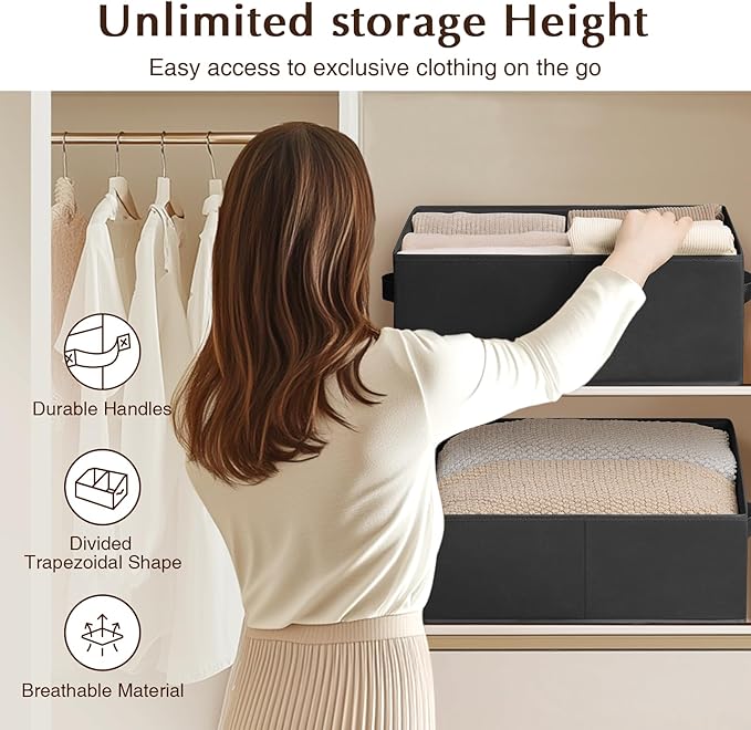 Storage Bins Cube Storage Organizer - 1 Pack Fabric Trapezoid Storage Cubes for Bins and Baskets for Shelves Collapsible Non-Separating Trapezoidal Flared Cube Organizer, Black