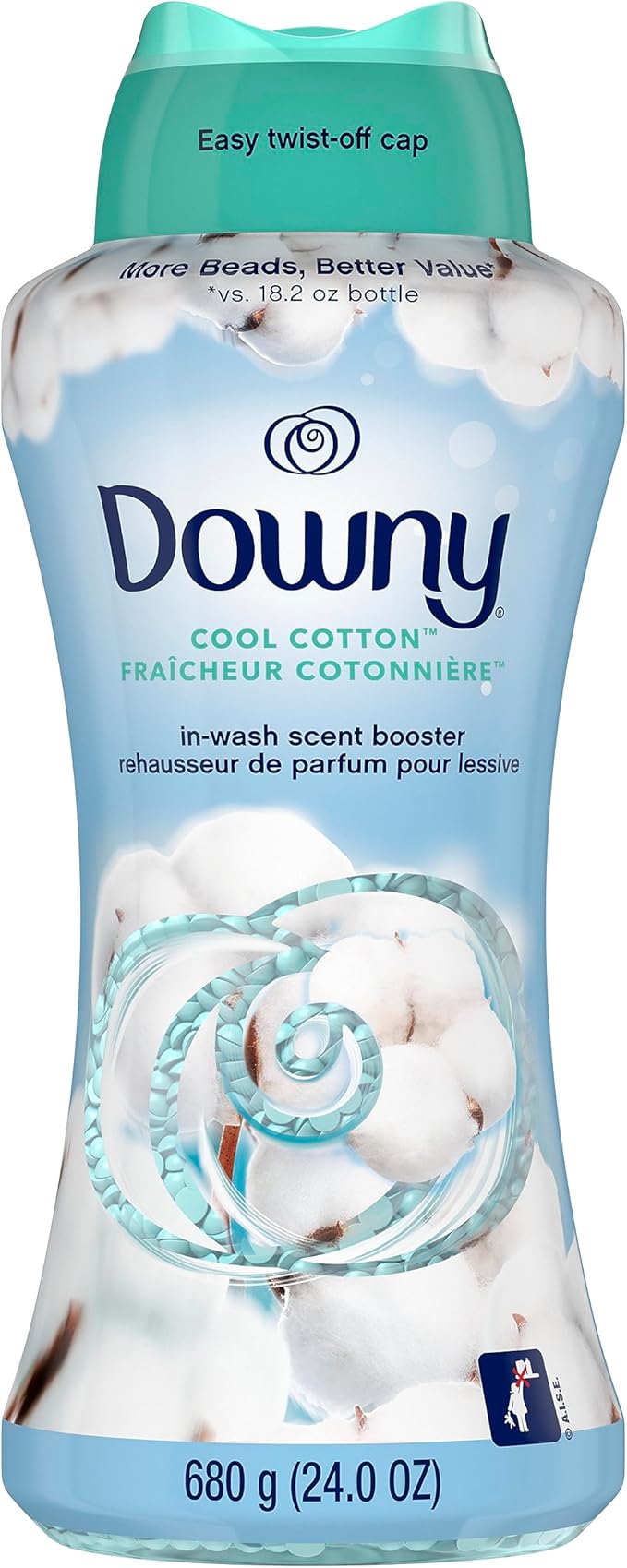 Downy Cool Cotton In-Wash Laundry Scent Booster Beads, 24 oz, laundry scent beads, Long-lasting Freshness