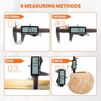 HARDELL Digital Caliper, Rechargeable Calipers with Large LCD Screen, Stainless Steel Caliper Measuring Tool, Auto-Off Micrometer, Inch/MM/Fraction for DIY/Household/3D-printing