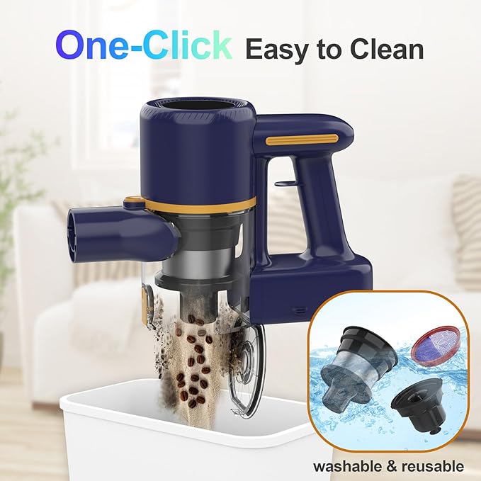 N7S Cordless Vacuum Cleaner, 6-in-1 Multifunction Cordless Vacuum, 210W Powerful Vacuum Cleaner, 6 Cell 2200mAh Stick Vacuum Cordless Rechargeable for Home (Deep-Blue)