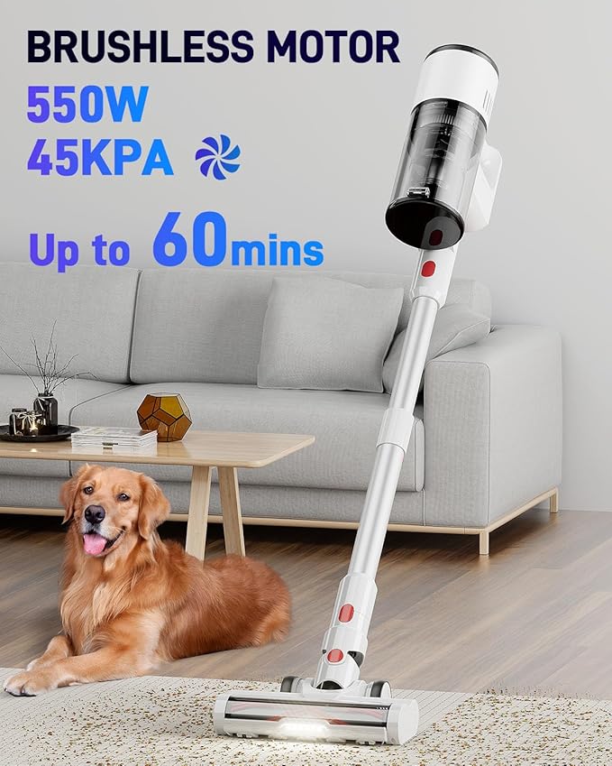 VCD2901 Wireless Handheld Vacuum Cleaner Hepa Filter, Cordless Stick vac Cleaners for Home & Apartment, Best Lightweight Vacuum for Hardwood Floors and Carpet pet Hair, White