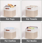 HNZIGE Foldable Storage Baskets(4 Pack) Cube Storage Baskets for Shelves,Storage Cubes for Organizing Closet,12x12 Baskets for Cube Storage,Home Organization with Handles(White&Beige)