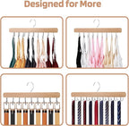 NECAMOCU 2 Pack Bra Hanger for Closet Organizer, Premium Wooden Tank Top Hangers with 36 Foldable Hooks, 360° Rotating Design, Space Saving Storage for Tank Tops, Bras, Scarves and More