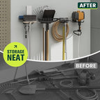 Wall Mount Garage Tool Organizer Storage Hook for Yard Shed, Garden Tool Holder Organizer Rack, Metal Garage Garden Tool Hanger for Lawn Organizer Holds Shovel,Rakes,Brooms,Hoses 4 Pack