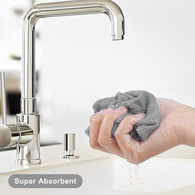 LIVOS Microfiber Cleaning Cloth Roll - 80 Pack, Reusable Paper Towels, Microfiber Towels for Cars, Super Absorbent Lint Free Cleaning Rags for House, Kitchen, Window-Check Grey, 11.5"x11.5"