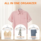 Yolife Cascading Plastic Clothes Hangers 10 Pack with Inner Hook for Vertical Storage, Slim Space Saving Hangers with Non-Slip Pads, 360° Swivel Metal Hook, Versatile, Gray & Orange