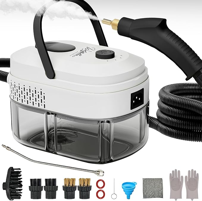 Steam Cleaner,15s Heat-Up,1.4L Tank,Steamer for Cleaning with 10 pcs Accessories,Multi-2500W High Temperature and Pressure handheld steamer,Steam Clea (3-Black&White)