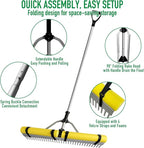 Floating Lake Rake, 36" Head Aluminum Landscape Rake with 103" Adjustable Handle, 20FT Rope & Float, Weed & Algae Removal of Leaves, Floating Scum