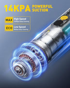 AUXITO Car Vacuum Portable Cordless 14000Pa Powerful Suction, Handheld Vacuum Blow & Suction 2 in 1, Small Vacuum Cleaner Hand Held Vacuum for Car, Home, Pet, Office (Black)