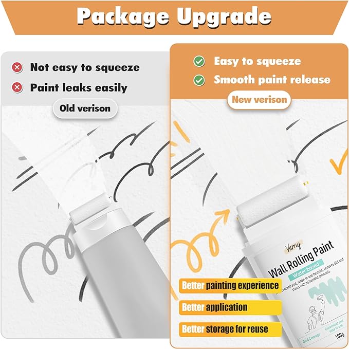 White Paint, White Paint for Wall Touch up Paint for Walls, Water Based &Low Odor Wall Paint with Roller Brush, White Wall Paint Repair Kit for Flat, Ceiling Wall- No Extra Tools Required, Low VOC