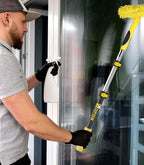 Window Squeegee and Chenille Scrubber, 2-in-1 Combo Cleaning Tools, Multi-Angle Threaded Window Cleaning Tool, Window Washing Equipment for Solar Panel and RV Windshield (Pole Sold Separately)