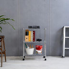 3 Tier Wire Shelving Unit Storage Rack, Metal Heavy Duty Utility Organizers, Organization Units for Metal Shelves, Pantry, Garage, Laundry Racks Durable Shelf Stand, 14"W x 24"L x 30"H, Chrome