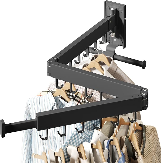 Wall Mounted Clothes Hanger,Clothes Drying Rack,Laundry Drying Rack,Clothes Rack Wall Mount,Drying Rack Clothing,Laundry Rack,Folding,Retractable,Collapsible,can Fold Upward & Left & Right