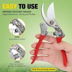 Yesker Pruning Shears Garden Shears 8.6" Professional Bypass Garden Scissors Yard Clippers with Sharp SK5 Steel Blade Heavy Duty Hand Pruners for Branch Flower Plant Trimming Cutting Gardening Tools