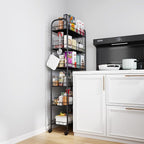 6 Tier Slim Storage Cart with Wheels, Metal Mobile Shelving Unit Organizer Utility Cart for Office Bathroom Kitchen Laundry Room Narrow Places (10inches)