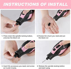 WORKPRO Pink 12V Cordless Rotary Tool Kit, 5 Variable Speeds, Powerful Engraver, Sander, Polisher, 114 Easy Change Accessories, Craft Tool for Handmade and DIY - Pink Ribbon
