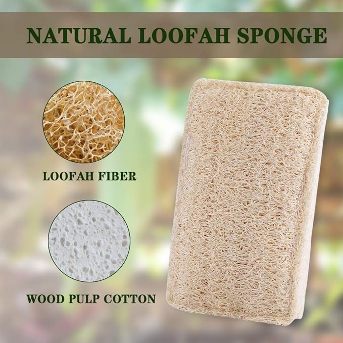 Loofah Dish Sponges Kitchen,Organic Natural Sponges for Dishes,Non Scratch Eco Friendly Biodegradable for Cleaning,6PCS