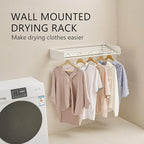 JOOM Laundry Drying Rack Collapsible, Wall Mounted Clothes Drying Rack, Retractable Drying Rack, 31.5" Wide, 5 Aluminum Rods, 60 lb Capacity (White 31.5")