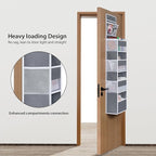 Univivi Over The Door Organizer, 5 Shelf Door Hanging Organizer Nursery Door Storage with 4 Large Compartments and 2 Small PVC Pockets 6 Side Pockets for Bathroom,Cosmetics and Nursery Baby Essential