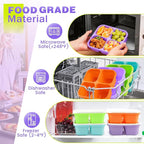 4 Pack Snack Containers Bento Box Adult Lunch Box,Meal Prep Container, Reusable Food Storage lunch Containers Stackable for Work, Travel and Gym (Grass Green, Pink, Green, Purple)