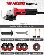 AVID POWER Angle Grinder, 7.5-Amp 4-1/2 inch Electric Grinder Power Tools with Grinding and Cutting Wheels, Flap Disc and Auxiliary Handle for Cutting, Grinding, Polishing and Rust Removal - Red
