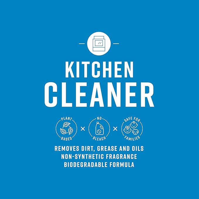 Simpleaf Clean Kitchen Degreaser Cleaner | Refill System Cleaners| Bleach‑Free| Ammonia‑Free|Grease, Oils & Food Soil Remover | Citrus Zest 24oz