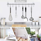 Kitchen Utensils Holder Hanging Racks 304 Stainless Steel Rail Utensil Storage Hanger Wall Mounted Rack for Tools and Pots(80cm)